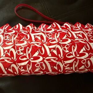 Red and White COKE A COLA plastic label woven Patterned Wristlet Clutch